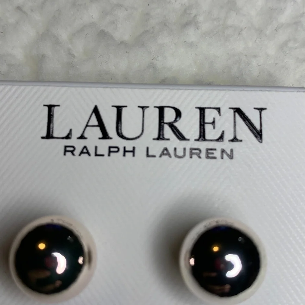Lauren Ralph Lauren Silver Tone Sphere Earrings - Picture 2 of 3
